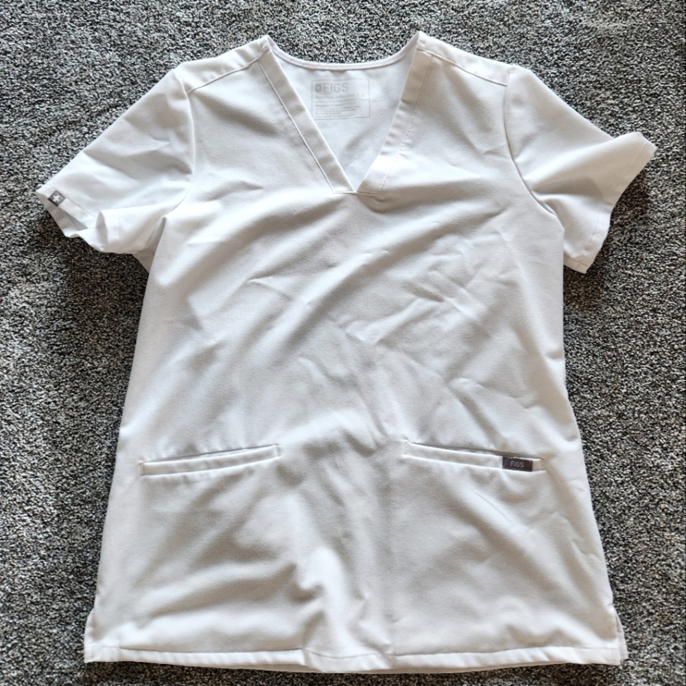 Figs White Scrub Top, Small